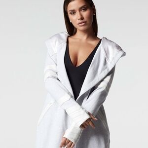 Blanc Noir Maitri White Faux Leather Traveler Jacket Hooded M